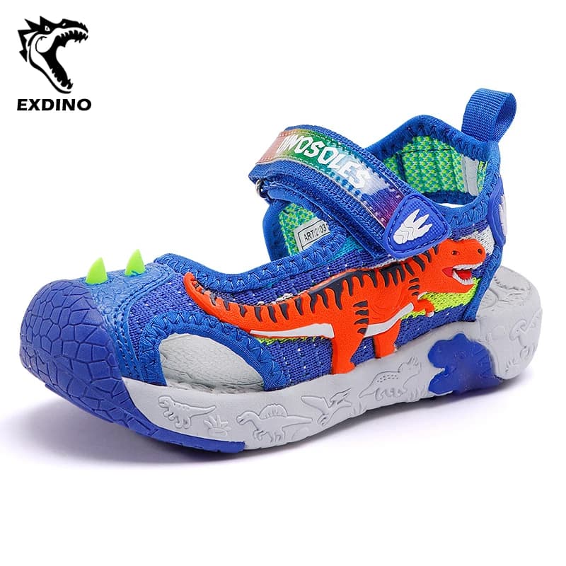 EXDINO T-Rex LED Knitting sandali per bambini estate ragazzi ragazze suola luminosa traspirante illumina i bambini scarpe da spiaggia Casual all'aperto