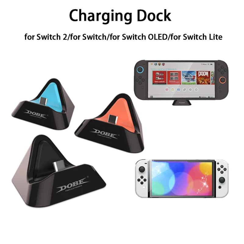 Base di ricarica per controller per console Switch 2/Switch/Switch OLED/Switch Lite, stazione di ricarica portatile, accessori da gaming