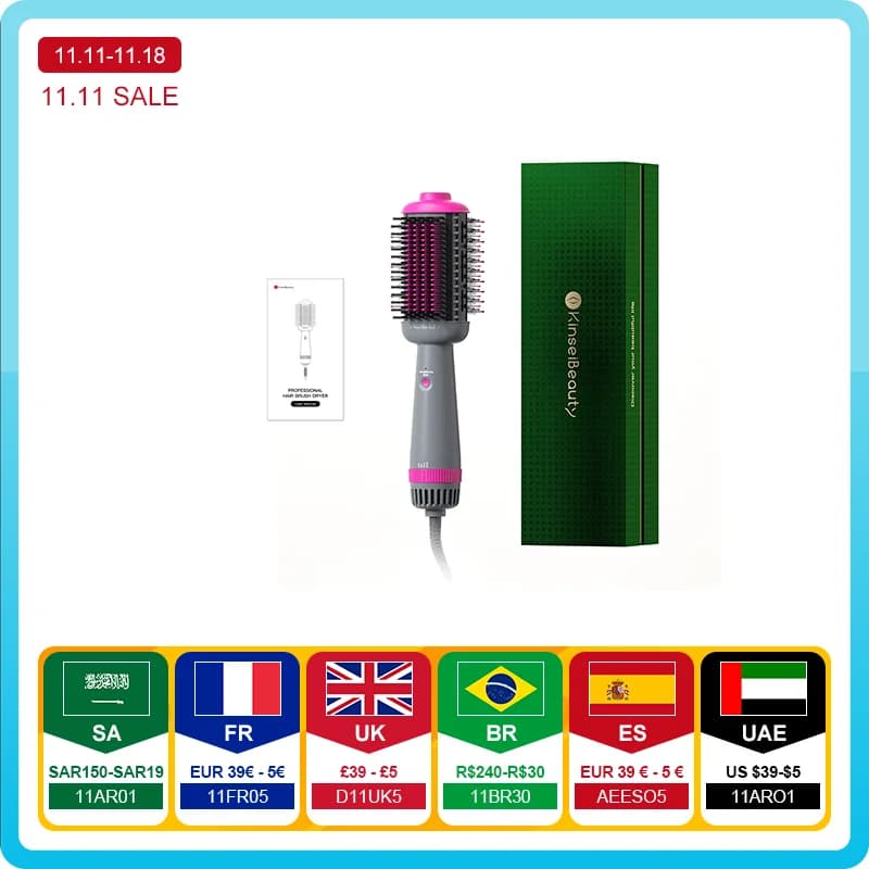 2 in 1 brush hot air brush for 360 ° electric rotating hair dryer for professional curling in one step