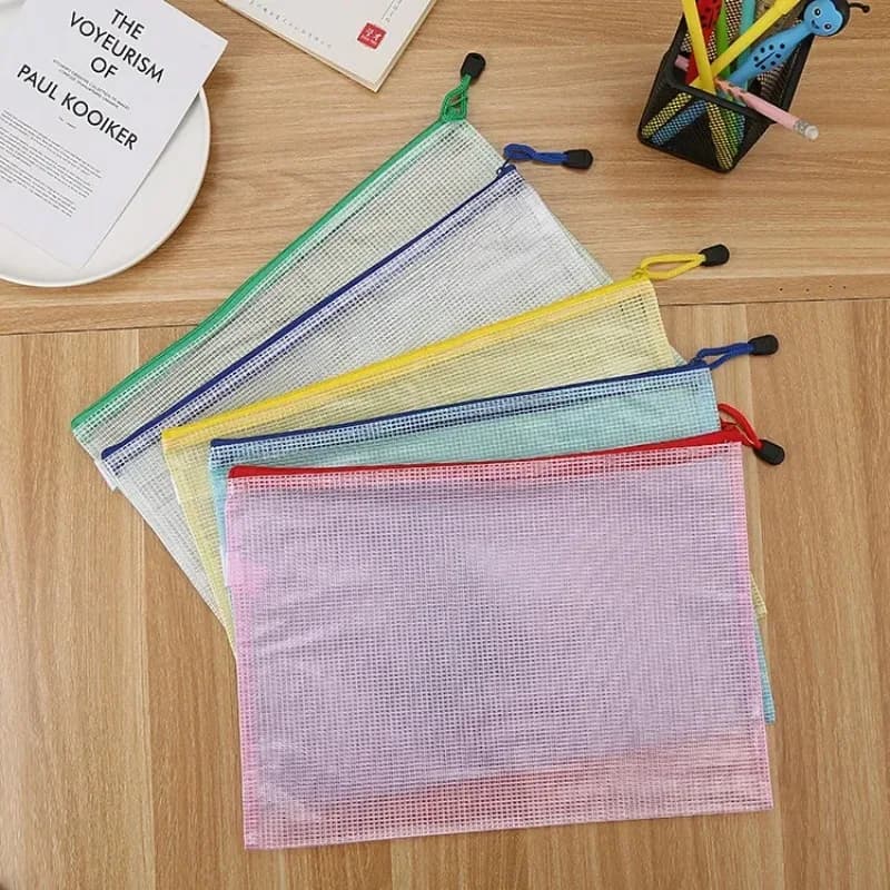 Astuccio in Rete con Cerniera A4 A5 A6, Impermeabile e Resistente, Borse Portaoggetti per Scuola e Ufficio, Buste con Cerniera per Documenti