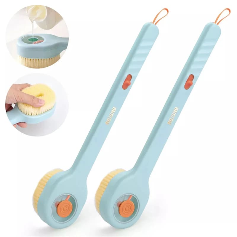 2 pezzi spazzola per doccia con manico lungo esfoliazione morbida per capelli comoda spazzola da bagno con dispenser di sapone spazzola per massaggio per il bagno di casa