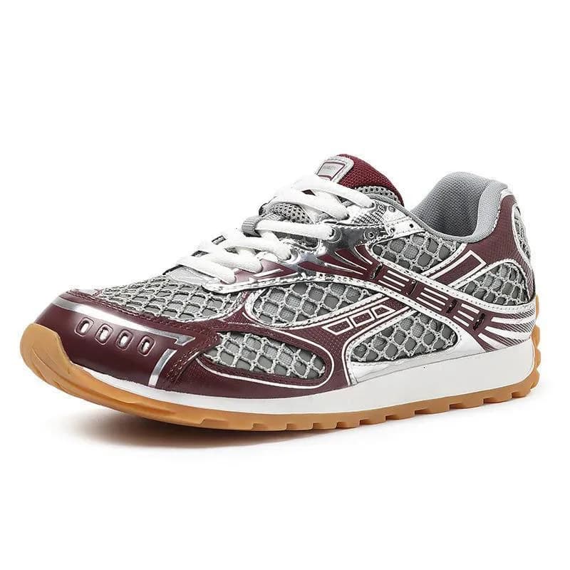 Couple Sneakers Casual Women's Fashion Running Shoes Retro Fabric Genuine Leather Platform Shoes Breathable Height