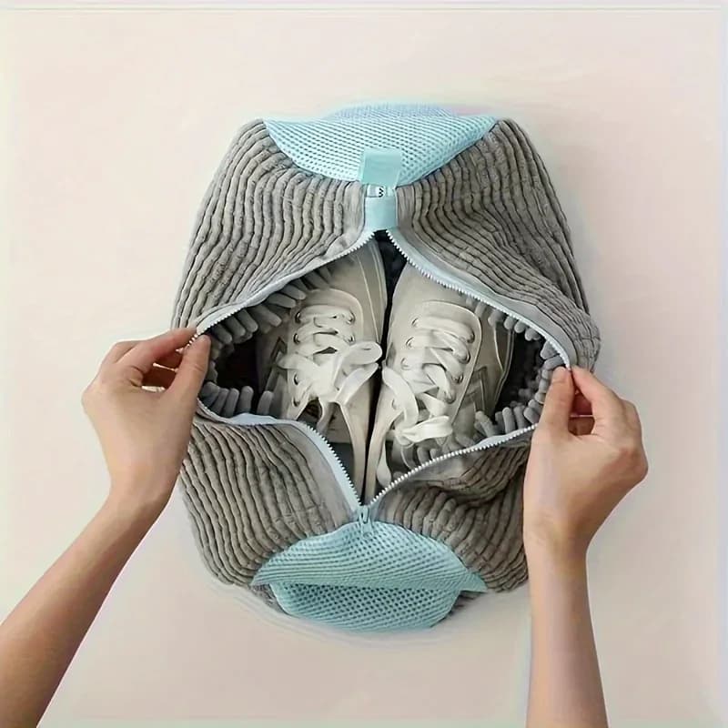 Shoe Washing Bag, Protective Laundry Bag, Laundry Bag with Mesh Pocket and Zipper Closure - Suitable for Machine Washing