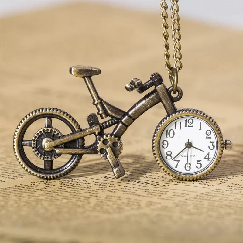 Argento bronzo Retro bici bicicletta Design tasca portachiavi Clip chiusura borsa orologio orologio al quarzo orologi Deco in metallo