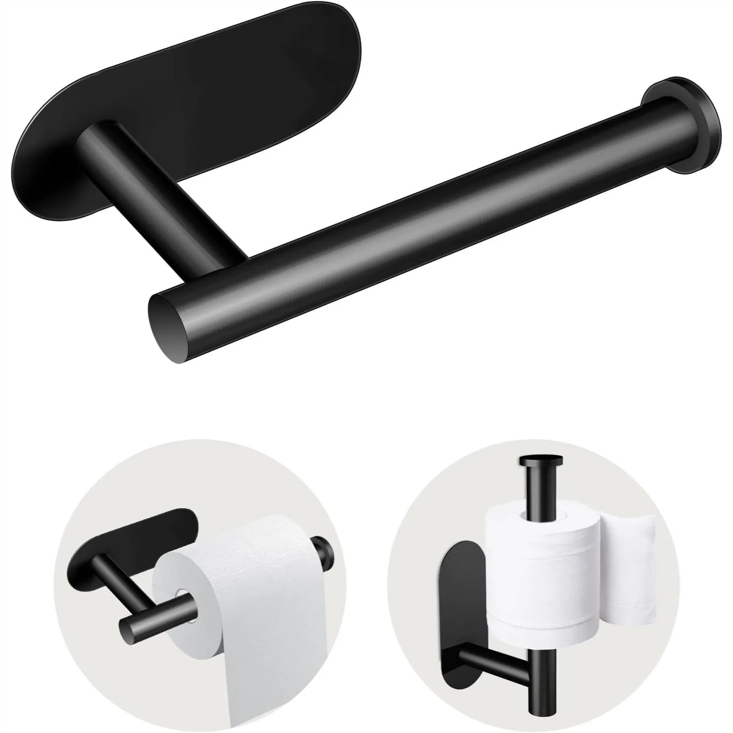 Portarotolo da parete in acciaio inossidabile, senza foratura, impermeabile, autoadesivo per bagno e cucina, antiruggine e facile da installare