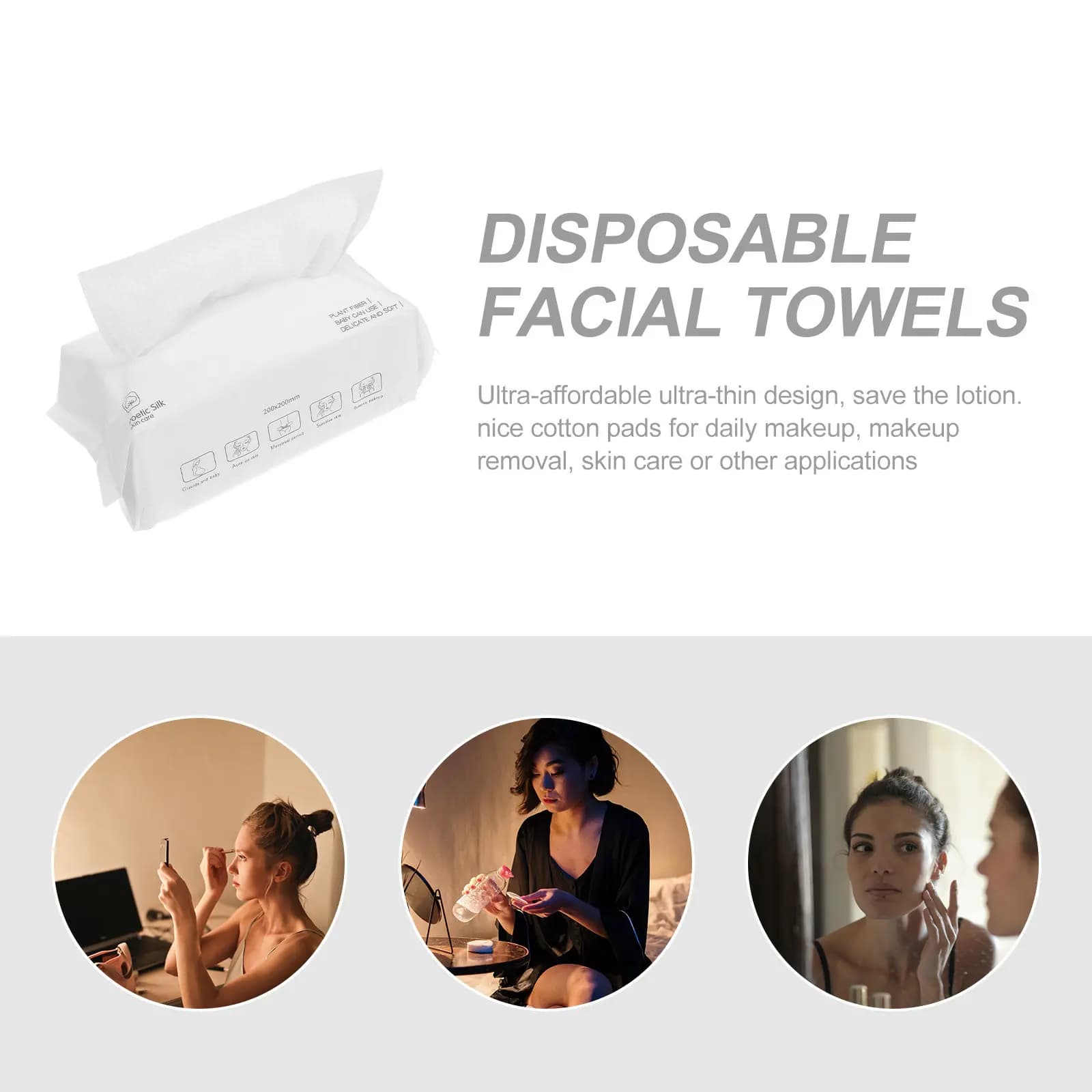 100 Pezzi di Salviette Facciali in Puro Cotone, Morbide e Delicate, Usa e Getta, per Rimuovere il Trucco, per la Cura Quotidiana della Pelle, Tonico, Lozione, Utilizzo Asciutto e Bagnato, da Viaggio