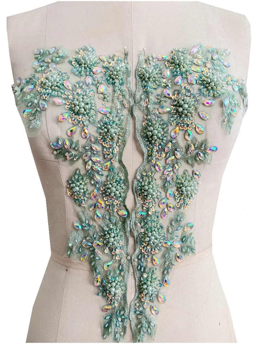 5 accessori con strass fatti a mano in stile duro con perline di diamanti ovali in tulle per abbigliamento decorano il tessuto per abiti sexy