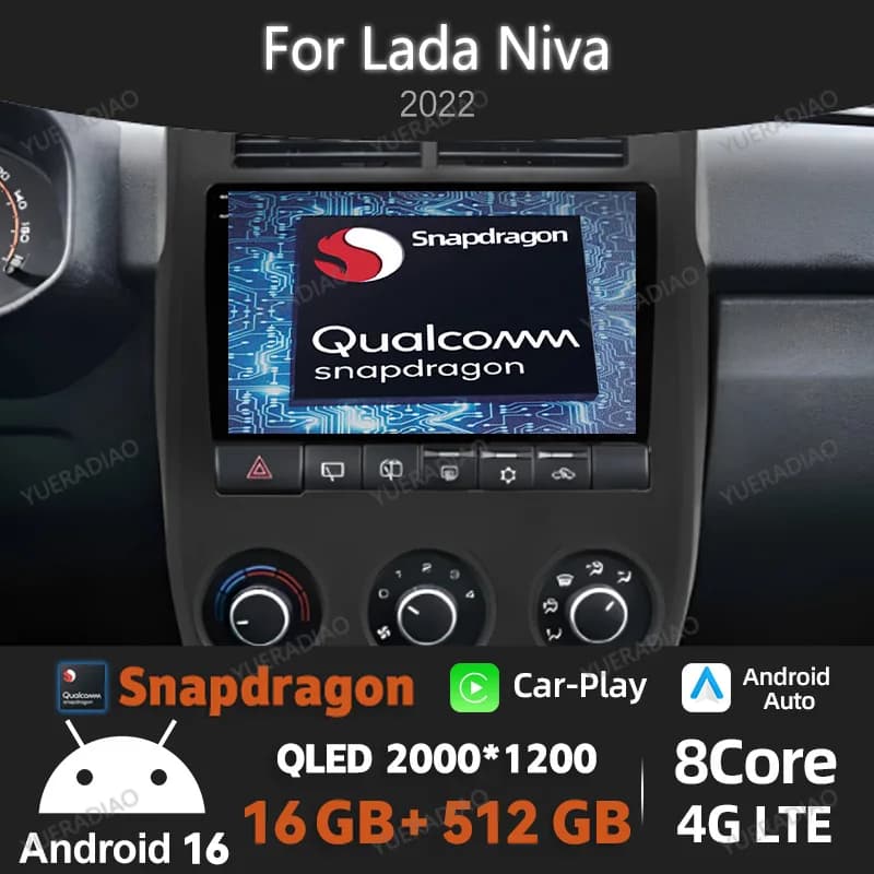 Android 16 Car Radio For Lada NIVA 2021 2022 2023 Qualcomm 4G LTE 5G WIFI GPS NAVI BT Multimedia Stereo Video Player QLED 2DIN