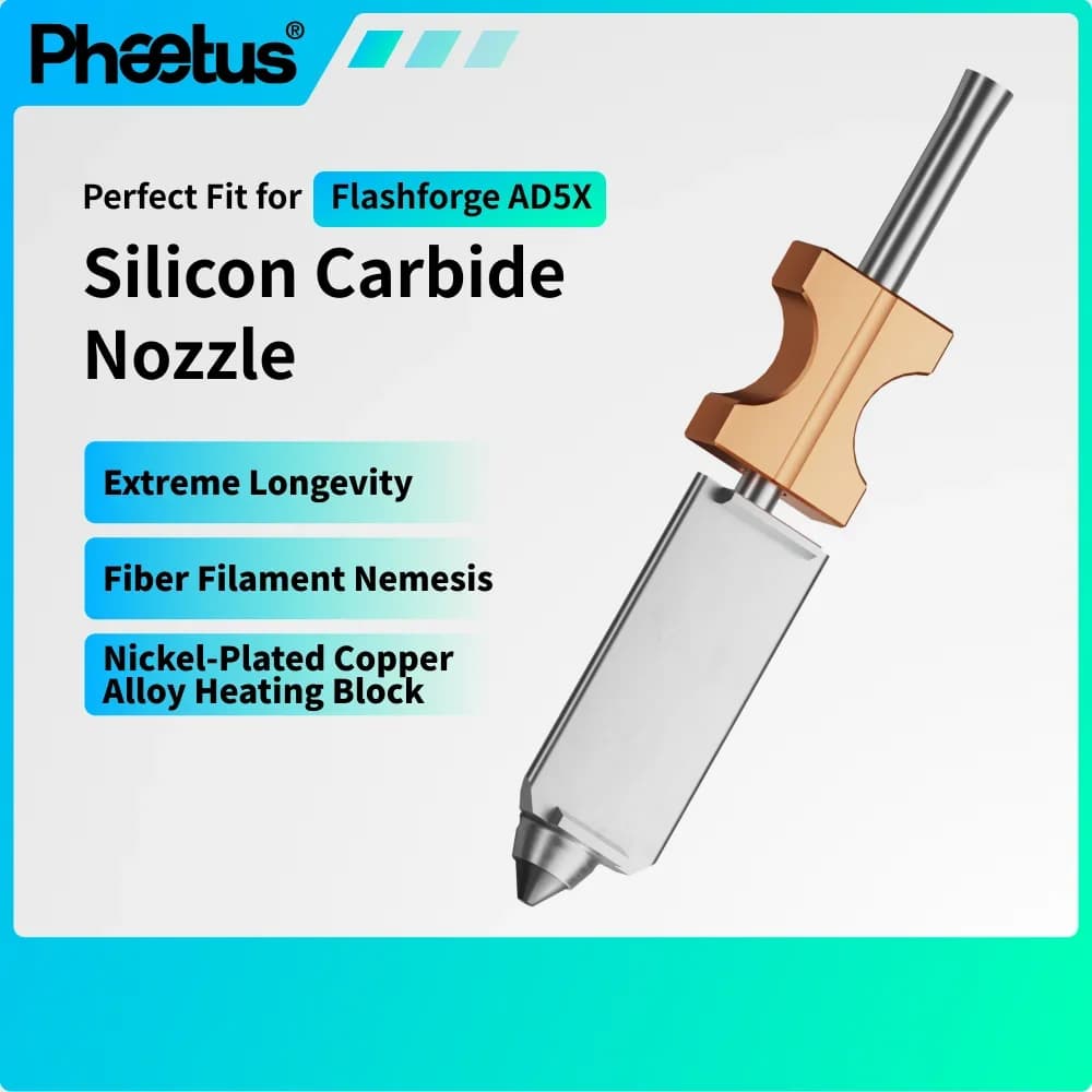 Phaetus Upgrade For Flashforge Adverturer 5X Nozzle Silicon Carbide FlashForge Ad5x Extruder Ad5X Hotend 3d Printer Parts