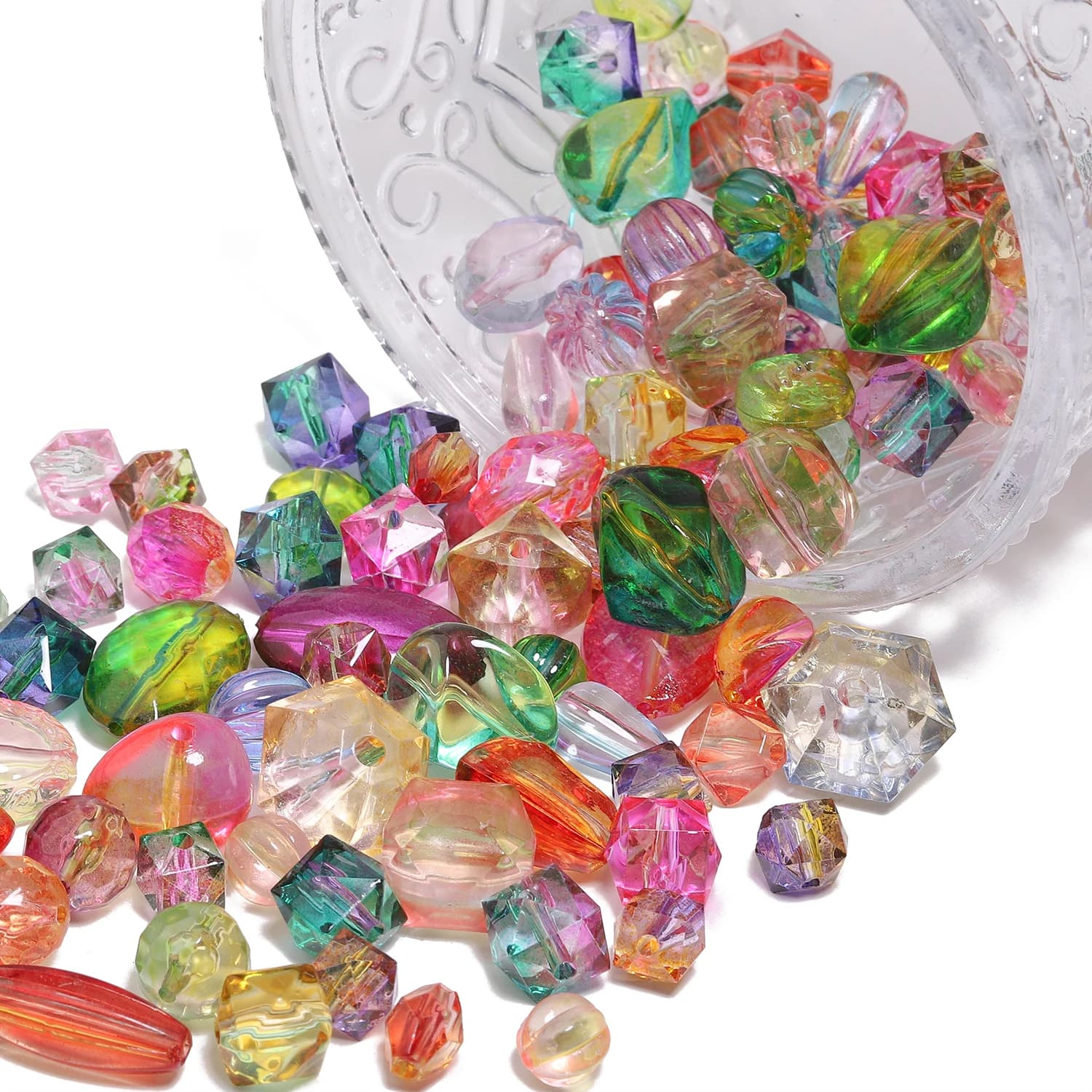 Colorful Acrylic Random Mixed Style Transparent Beads Loose Spacer Beads For Making Bracelet Keychain DIY Jewelry Accessories