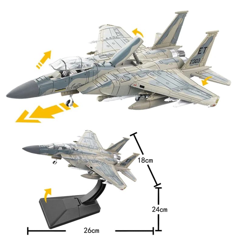 1:72 F-15 Fighter Aircraft DIY Assembly Model Kit - Educational STEM Building Blocks for Military Fans And Model Collectors