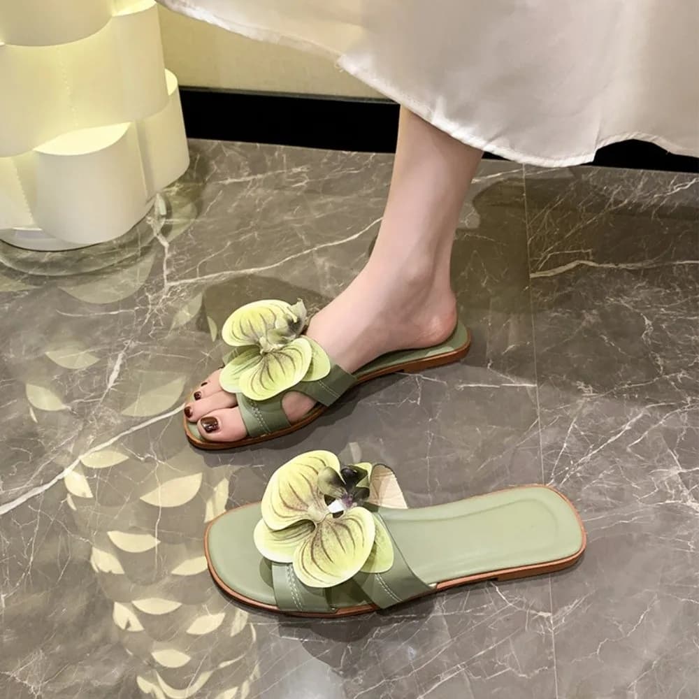 Ciabatte Eleganti da Donna con Fiore a Orchidea Farfalla in PU, Antiscivolo, Resistenti, per la Spiaggia