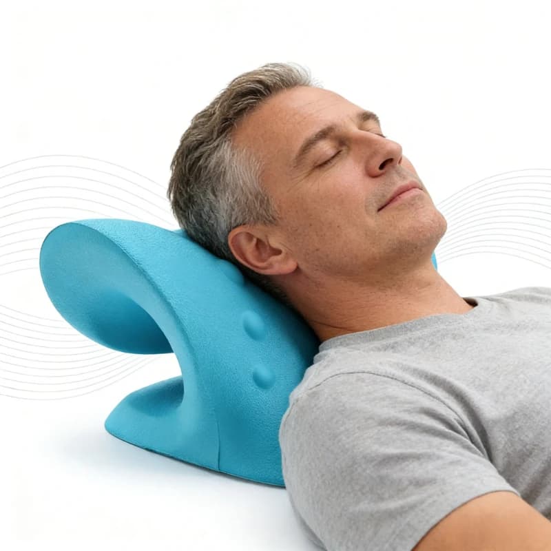 Dispositivo di Trazione Cervicale, Rilassante per Spalle, Cuscino Massaggiante per Rilassamento Muscolare, Correzione Chiropratica