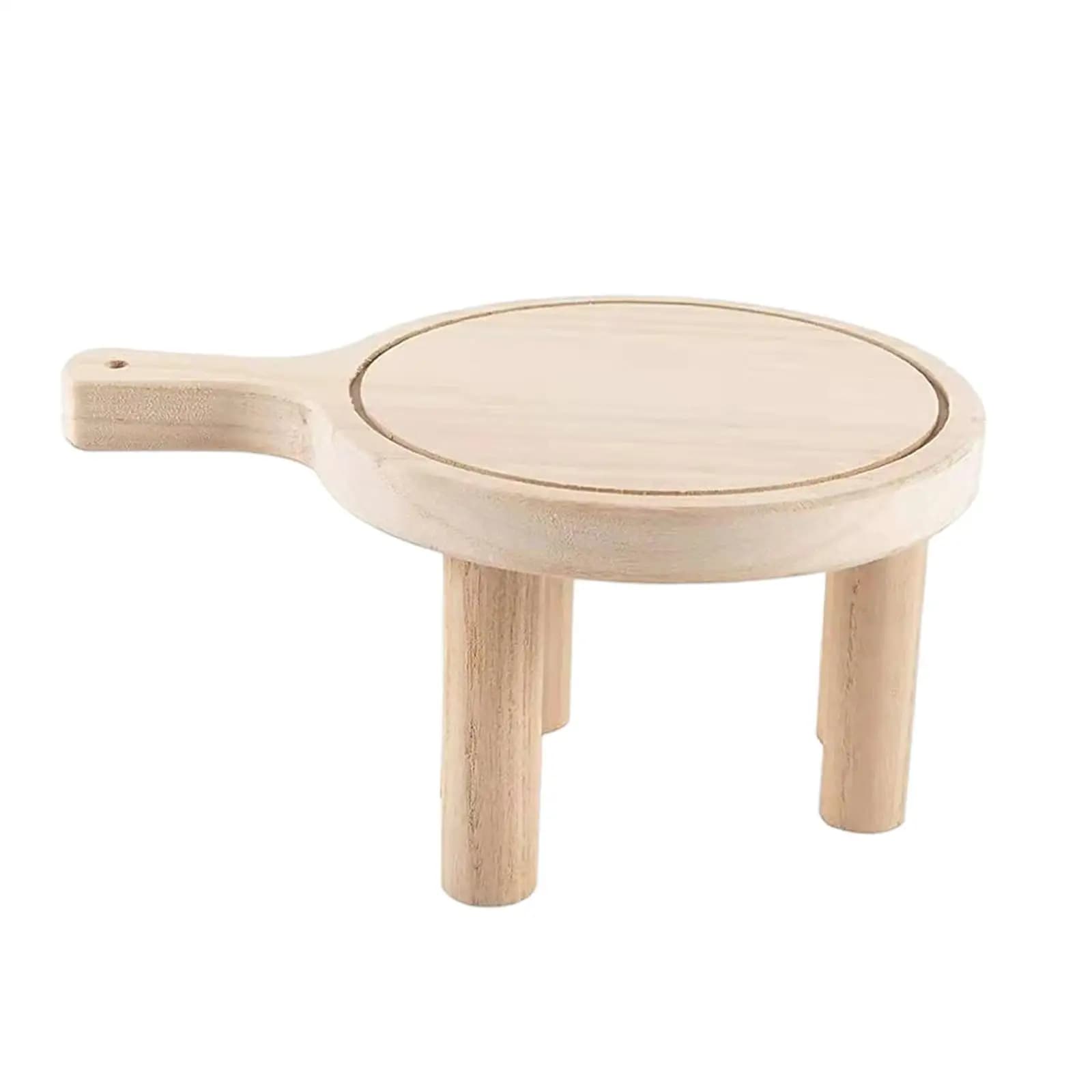 Mini Round Wooden Stool, Wooden Plant Stand Mid Century Pot Holder for