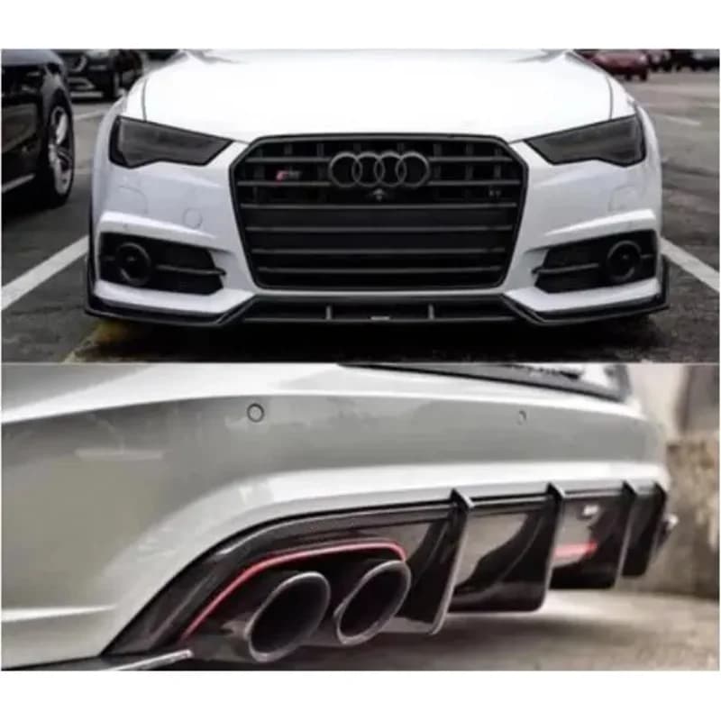 Real Carbon Fiber Body Kit For Audi C7 A6 S6 RS6 Avant Allroad 2015-2018 Front Bumper Lip Splitters Rear Diffuser Side Skirt
