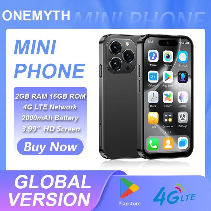 ONEMYTH M17 Pro Mini Smartphone 2026, Schermo HD Completo da 4.0" 4G LTE, Cellulare Android 12 Compatto, Dual SIM Standby, Tascabile