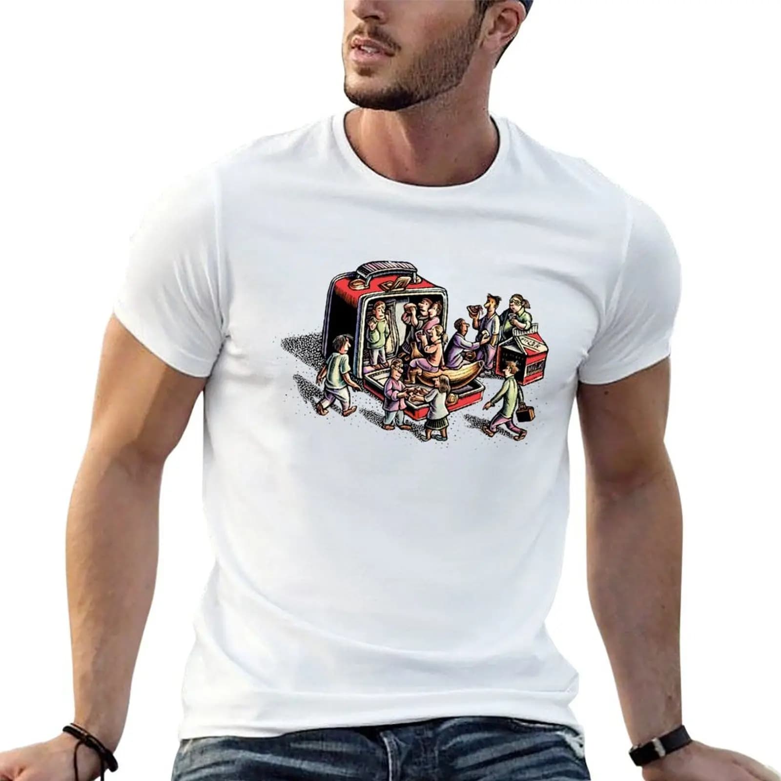 T-shirt Lunchbox Lunch Meeting, t-shirt personalizzata da uomo, t-shirt da uomo in cotone, t-shirt da uomo