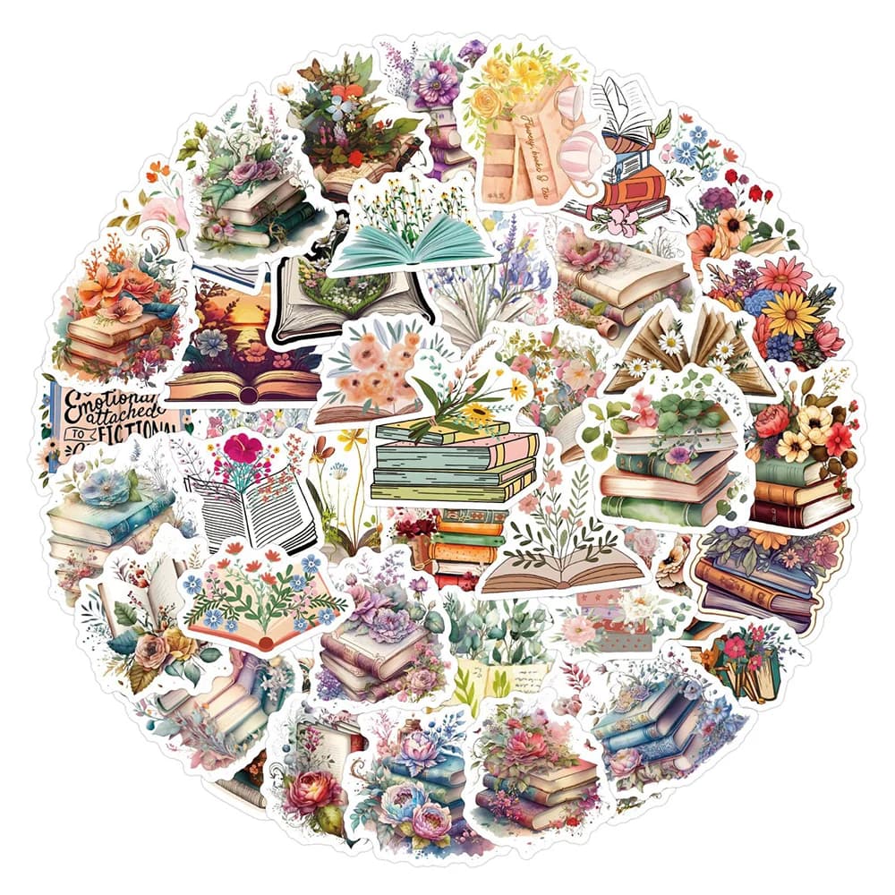 10/30/60pcs Carino Libro Fiore Del Fumetto Estetico Adesivi Decalcomanie Per Bambini Giocattoli Del Computer Portatile Notebook Telefono Diario Valigia Decorazione adesivo