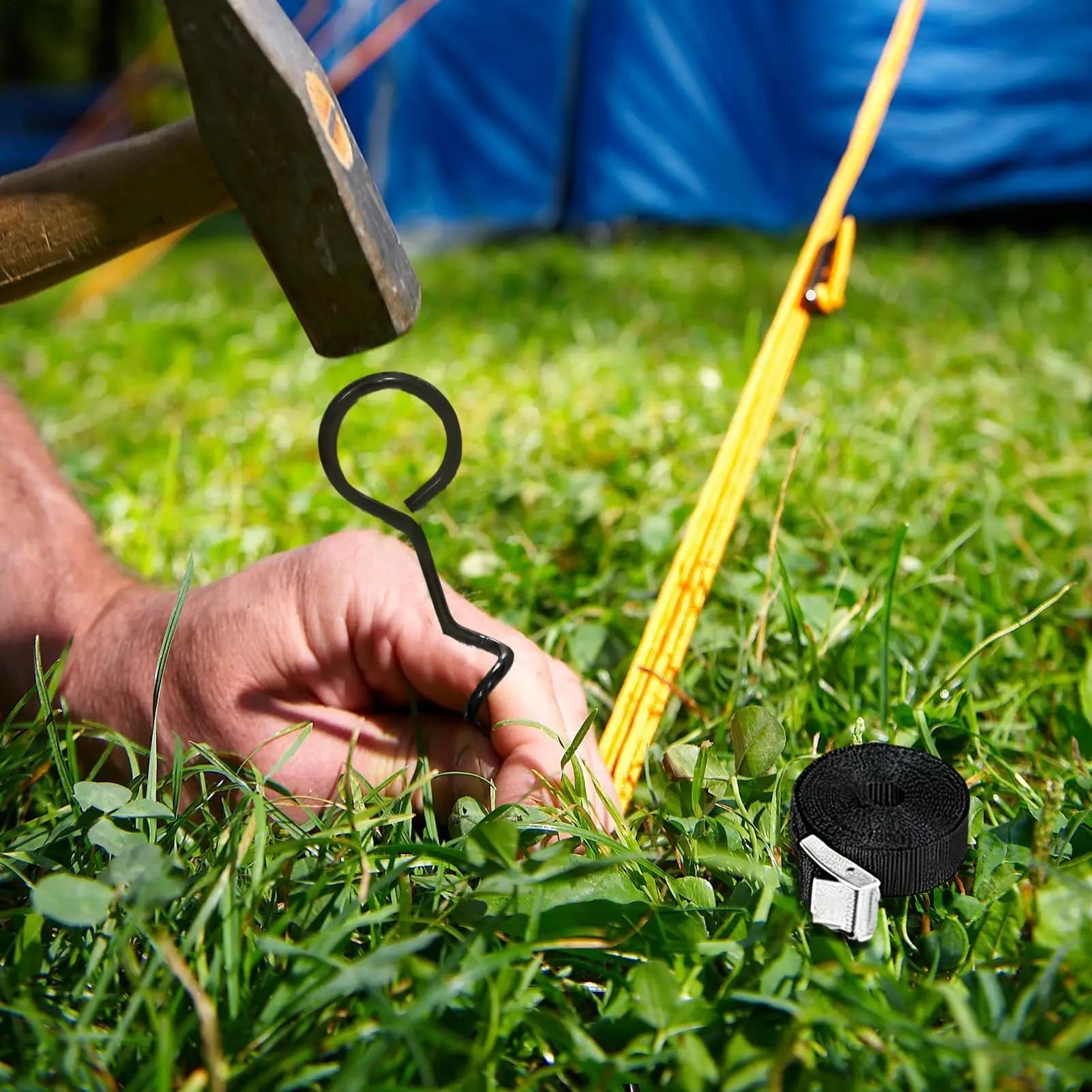 Dog Stake 4 Pieces Rustproof Outdoor Spiral Secure Tent Spikes Dog Leash Stake for Camping Garden Yard Beach Backyard Park