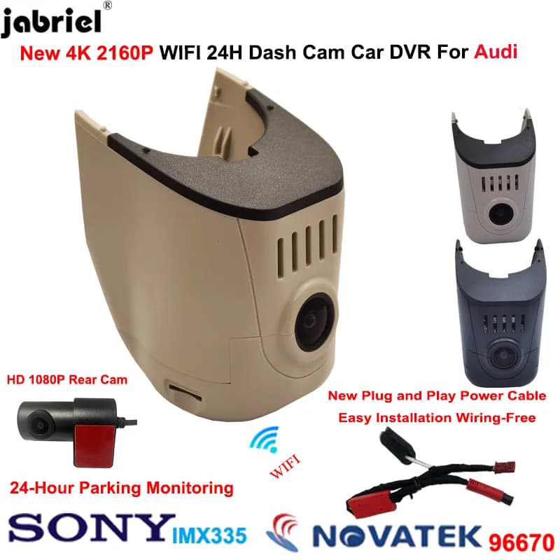 Jabriel Plug and Play 4K 2160P Dash Cam fotocamera anteriore e posteriore per Audi A1 A3 A4 A5 A6 Q2 Q3 Q5 Q7 TT Wifi videoregistratore DVR per auto