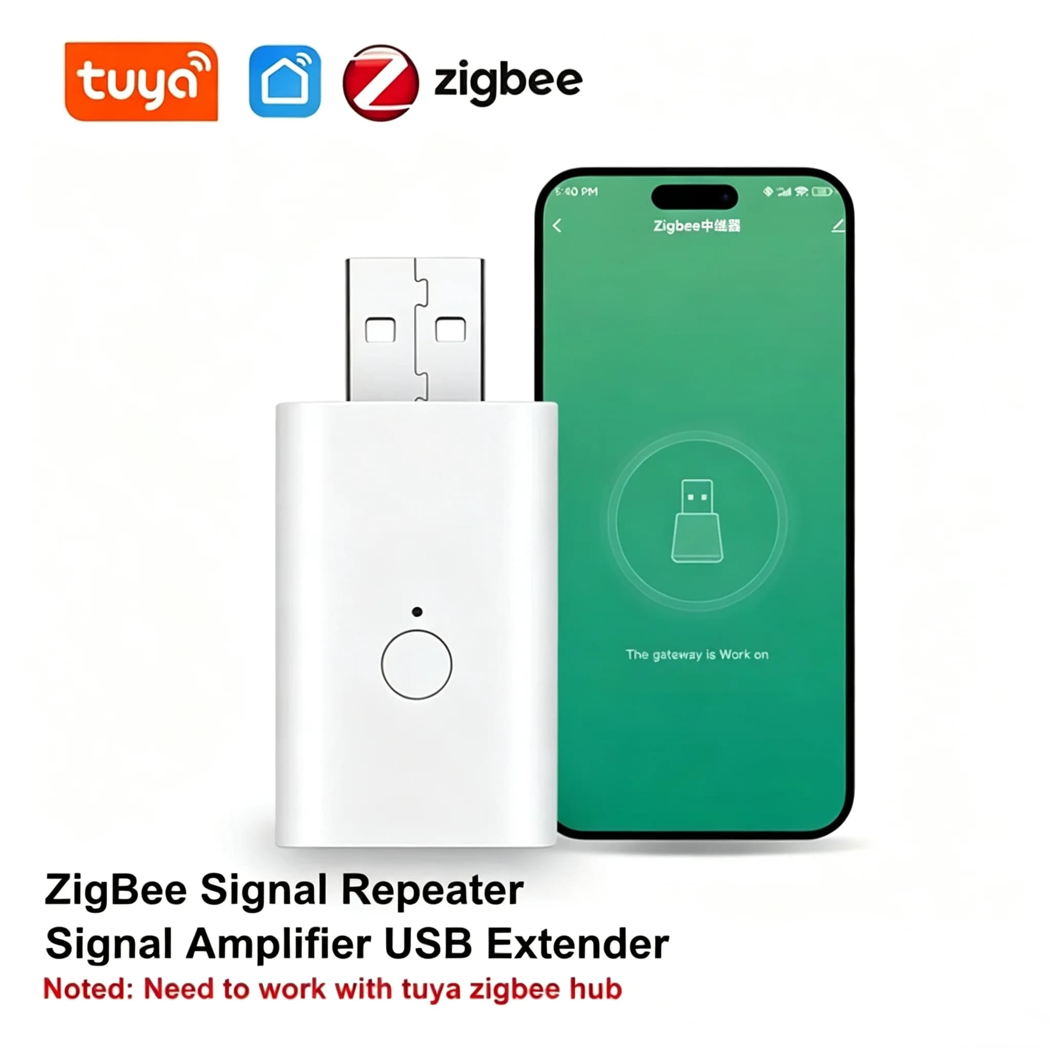 Ripetitore di Segnale Tuya ZigBee 3.0 USB, Amplificatore di Segnale per Domotica, Richiede Gateway Hub, Controllo tramite App Smart Life