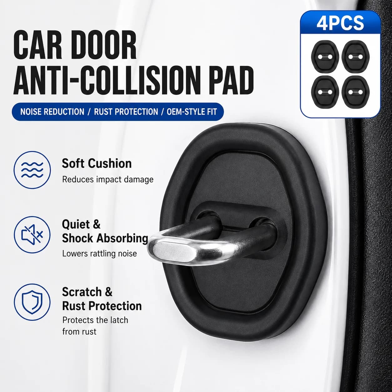4 Pack Silicone Door Stopper Bumper Thickened Door Handle Crash Absorber Damage Proof Durable Quiet Door Lock Protection Pad
