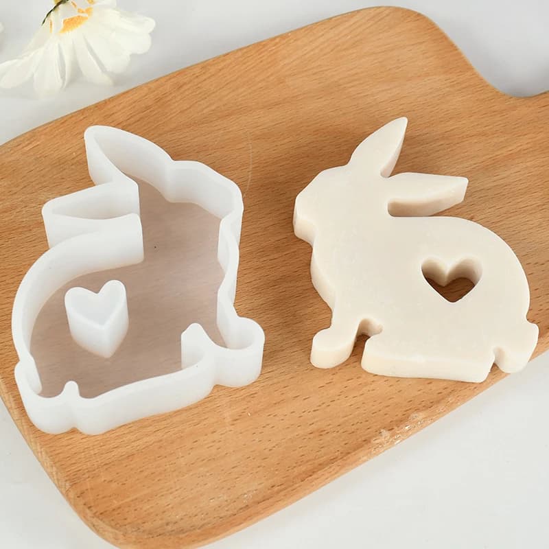 Easter Rabbit Silicone Candle Mold Easter Decorations for Home DIY Crafts Soap Gift Bunny Gypsum Car Mounted Incense Expanding