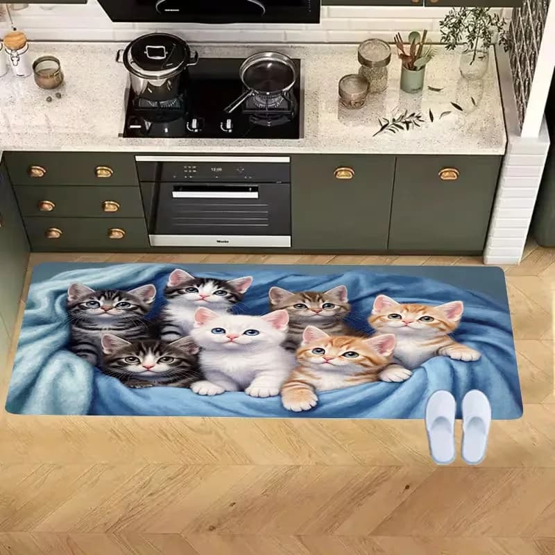 Set di tappeti da cucina con design a forma di gattino, tappeti morbidi da cucina, tappetini per veranda, tappetini per ingresso, tappetini per camera da letto, tappetini decorativi, per interni