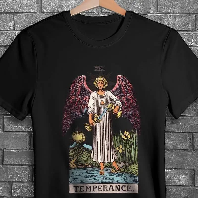 Tarocchi T Shirt Carta di Temperanza Occulto Gotico