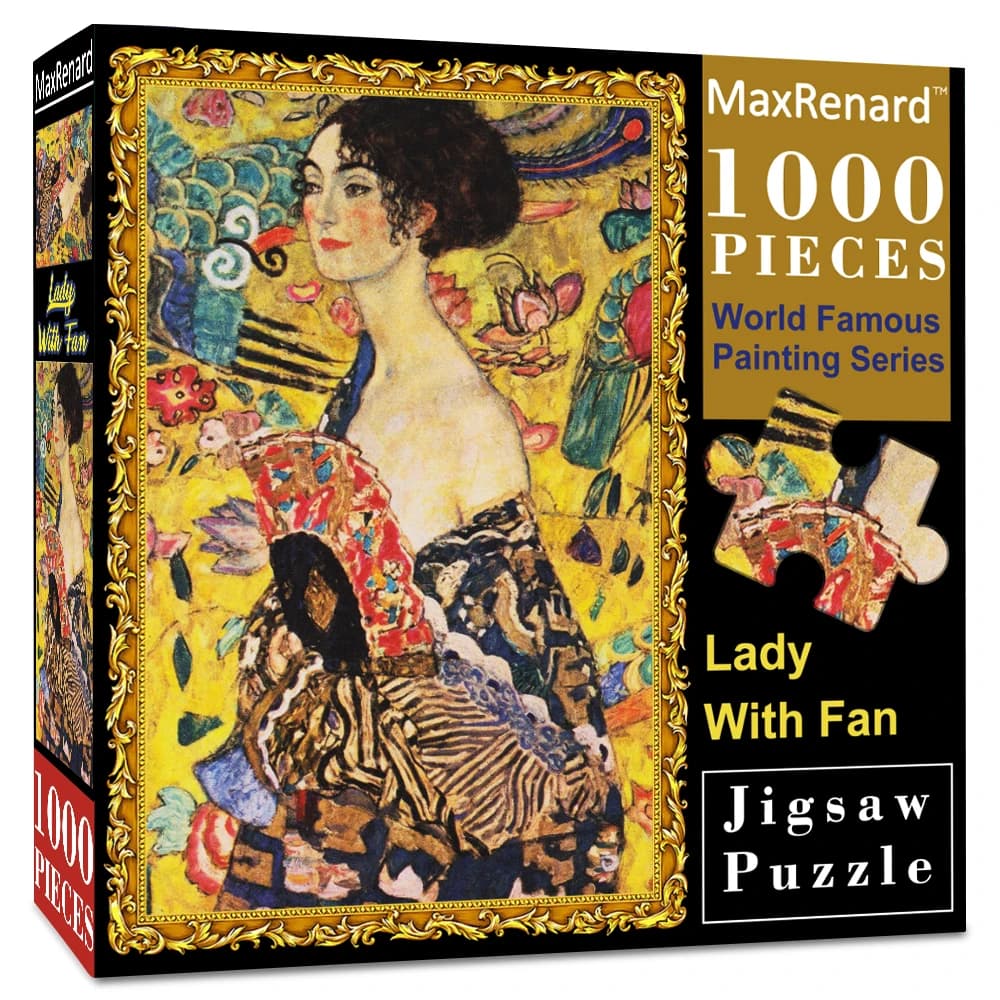 MaxRenard Jigsaw Puzzle 1000 pezzi per donna Klimt adulta con ventaglio Giocattolo regalo di Natale in carta ecologica
