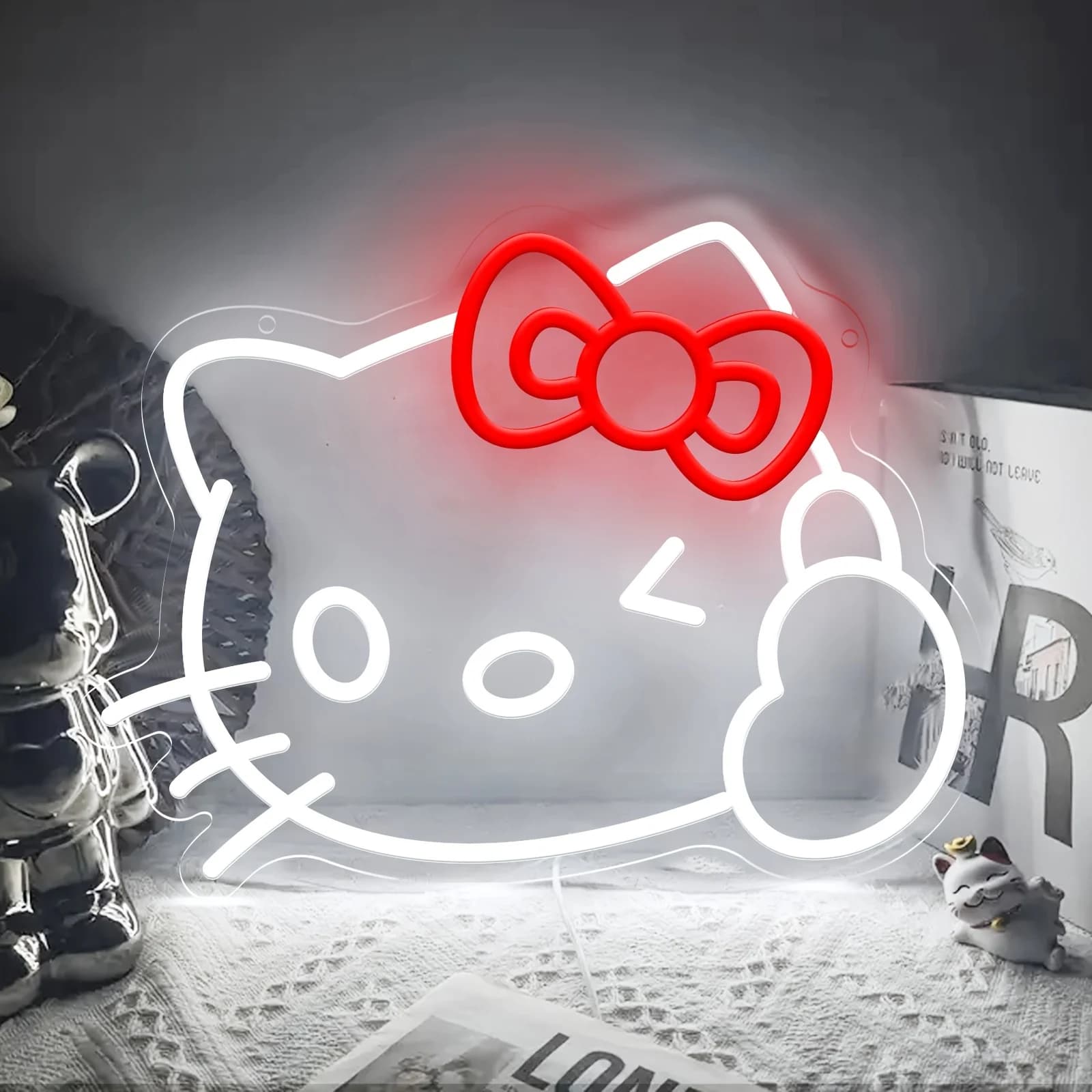 Insegna al Neon LED Hello Kitty, Luce da Parete Dimmerabile Alimentata USB per Camera da Letto, Sala Giochi, Feste, Decorazione Giocosa, Regalo per Amici e Ragazze