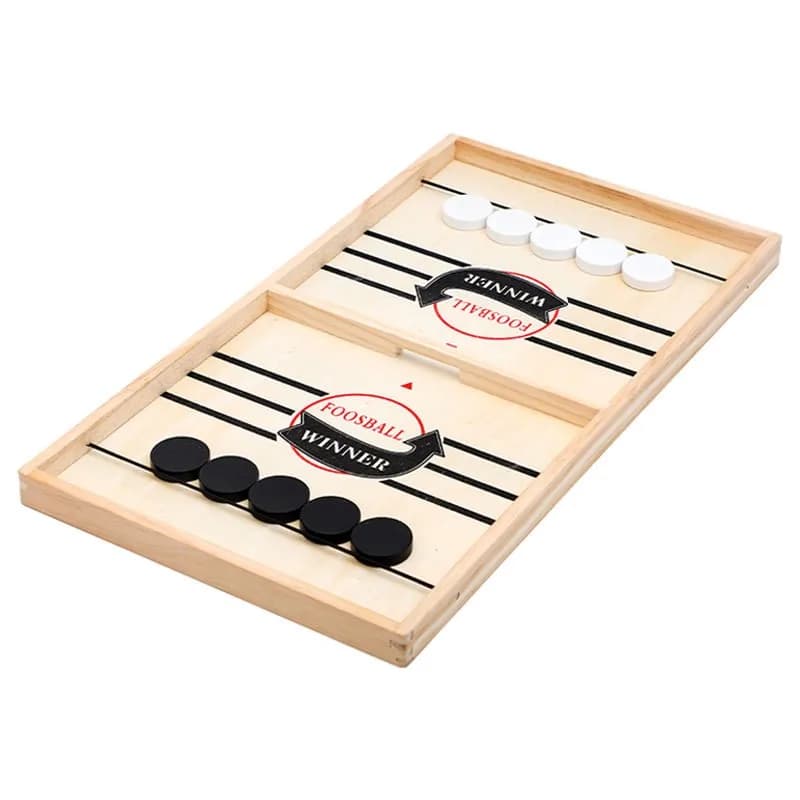 Gioco da Tavolo 2-in-1 in Legno: Hockey su Ghiaccio e Scacchi, Grande Formato, Gioco Rapido con Puck, Giocattolo da Tavolo per Feste e Interazione Familiare
