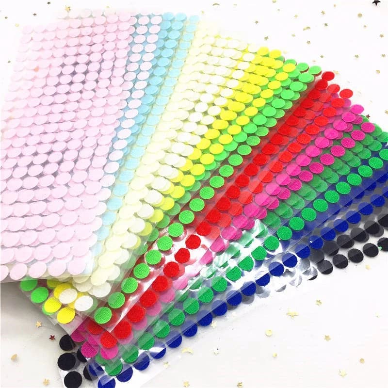10mm 99 paia di adesivi autoadesivi di fissaggio punti colorati adesivi colla forte nastro con gancio e anello nastro adesivo rotondo Klitterband
