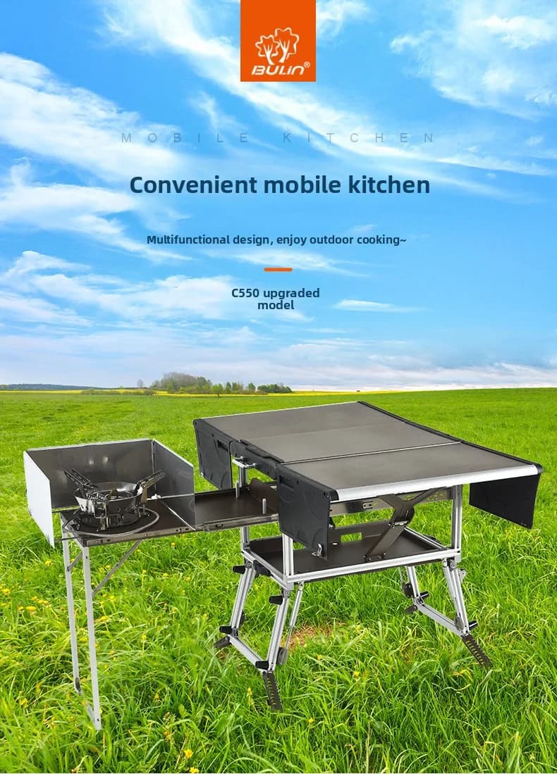 Cucina Mobile da Esterno Bulin, Fornello Portatile, Utensili da Cucina per Campeggio, Attrezzatura per Escursioni in Auto