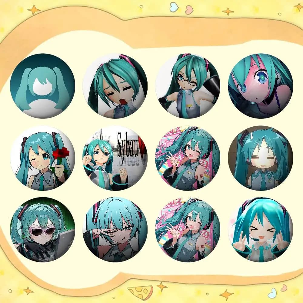 Spille Classiche Kawaii Hatsune Miku in Latta Morbida, Distintivi in Metallo, Accessori Personalizzati per Gioielli, Cappelli, Borse, Risvolto
