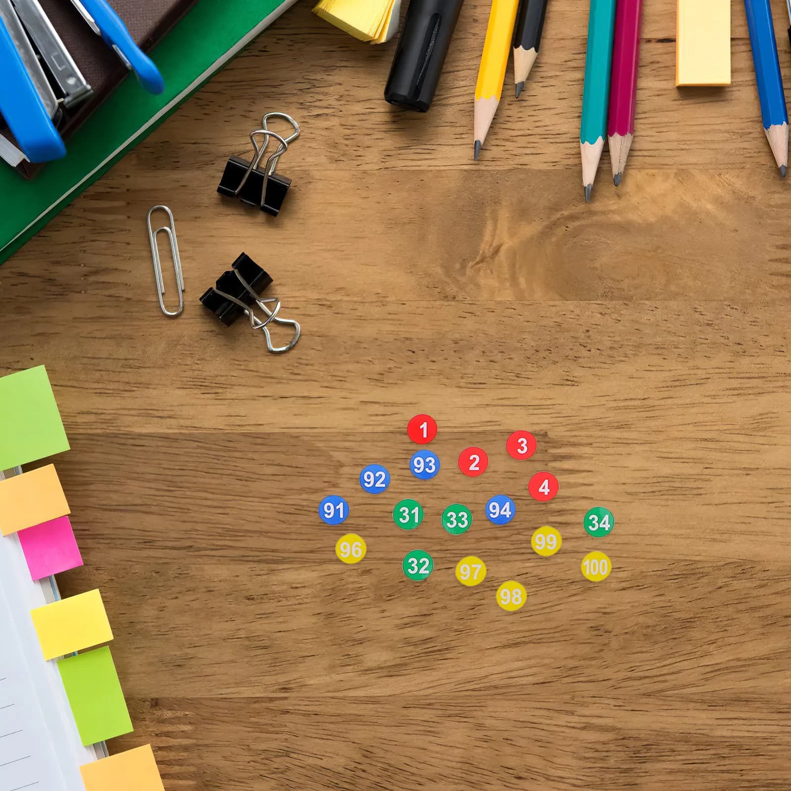 60 Sheets Numbered Stickers 1-100 Multicolor Round Labels Self-Adhesive Color Coding Dot Stickers for File Planner Notebook