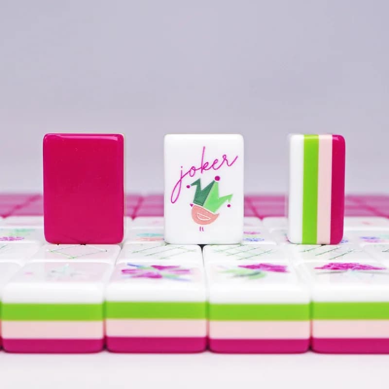 Set Mini Mahjong Americano Color Block Portatile da Viaggio con Tessere in Acrilico a 4 Strati