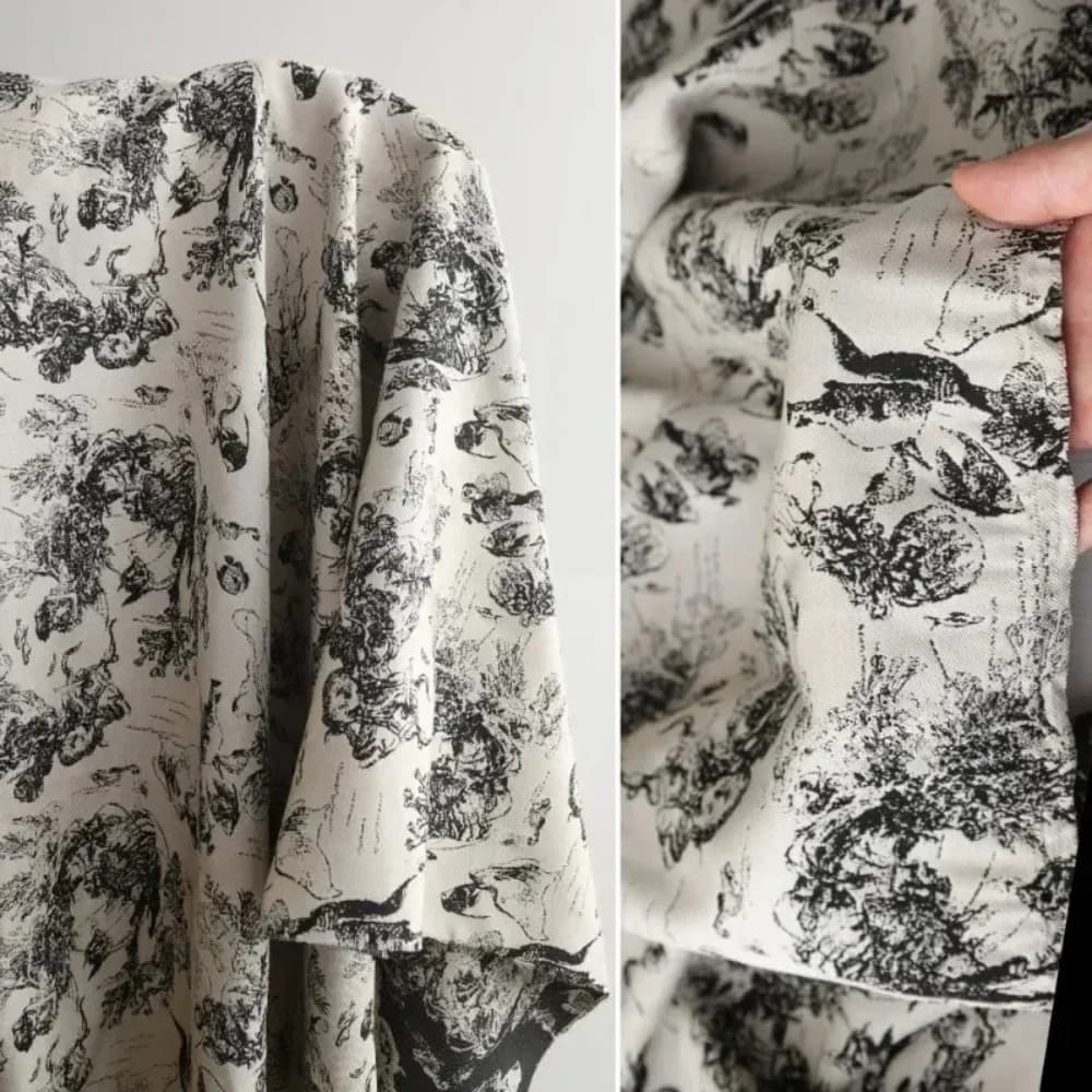 Tessuto Jacquard Ricamato Bianco e Nero, Doppio Lato Creativo per Giacche, Gonne, Abbigliamento di Design, Materiale per Cucito Fai-da-Te