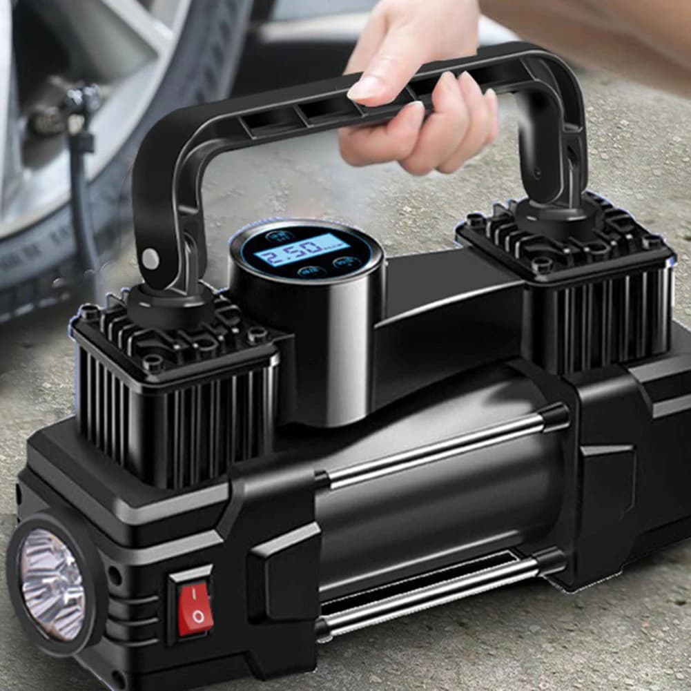 Compressore d'aria per pneumatici per auto in metallo 12V 150PSI Gonfiatore universale Pompa elettrica portatile con manometro Pompa di gonfiaggio con luce