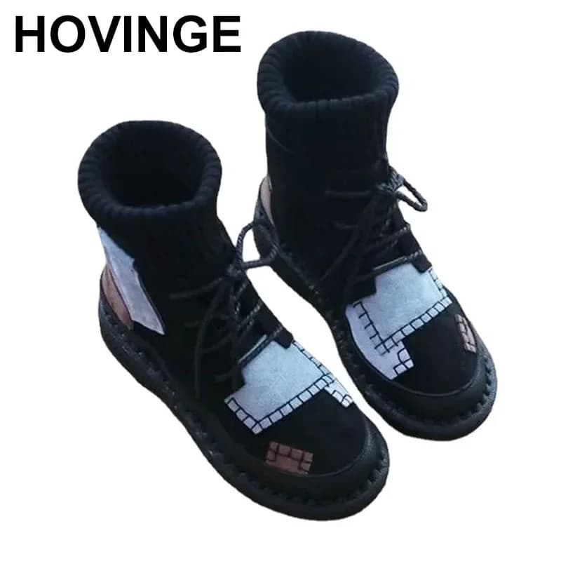 New Women's Boots Canvas Shoes Platform Boots Color Blocking Fashion Casual High-top Sneakers Women's Boots