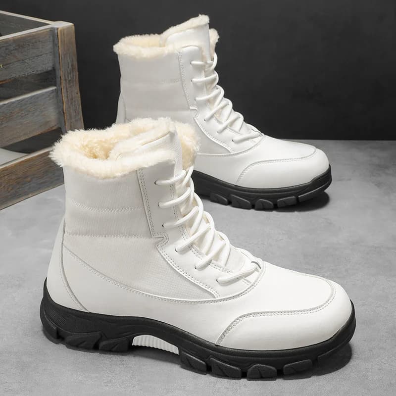 Stivali Invernali da Neve con Fodera in Pile, Caldi Stivali Alti alla Moda, Versatili Stivali da Uomo, Scarpe in Cotone Leggere e Imbottite