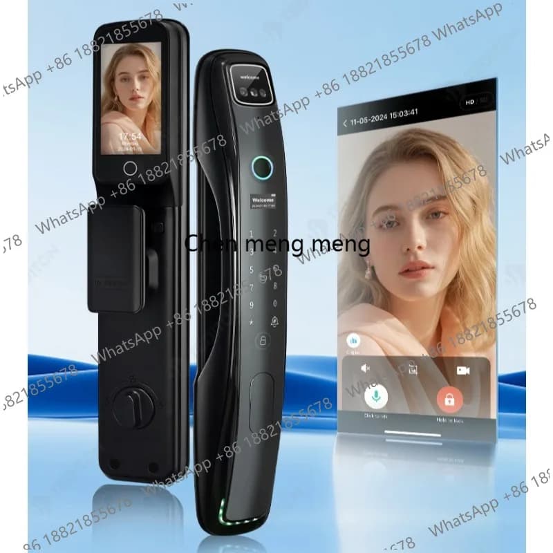 Serratura automatica antifurto 6068, videocitofono Wi-Fi con riconoscimento facciale + serratura intelligente con riconoscimento delle vene del palmo