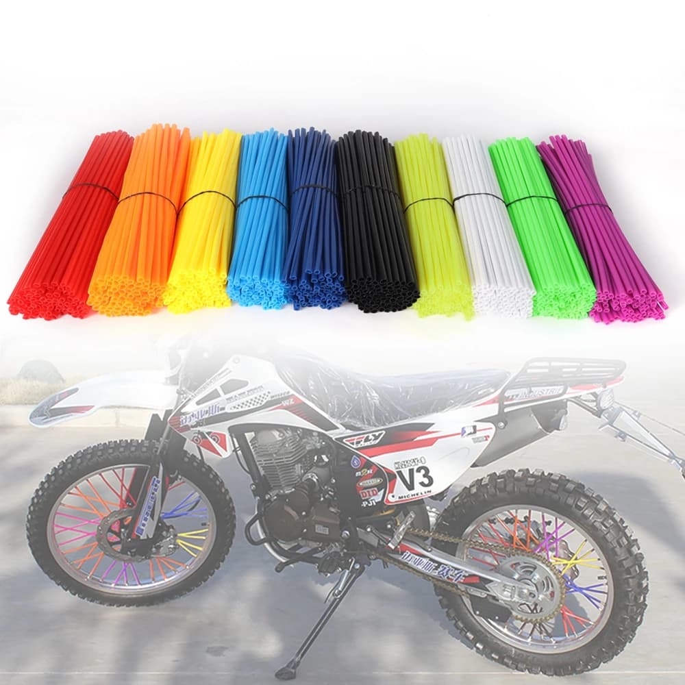 36 pezzi protezione per raggi ruota moto avvolge cerchi rivestimento pelle coperture tubo per motocross bicicletta bici accessori fantastici 10 colori