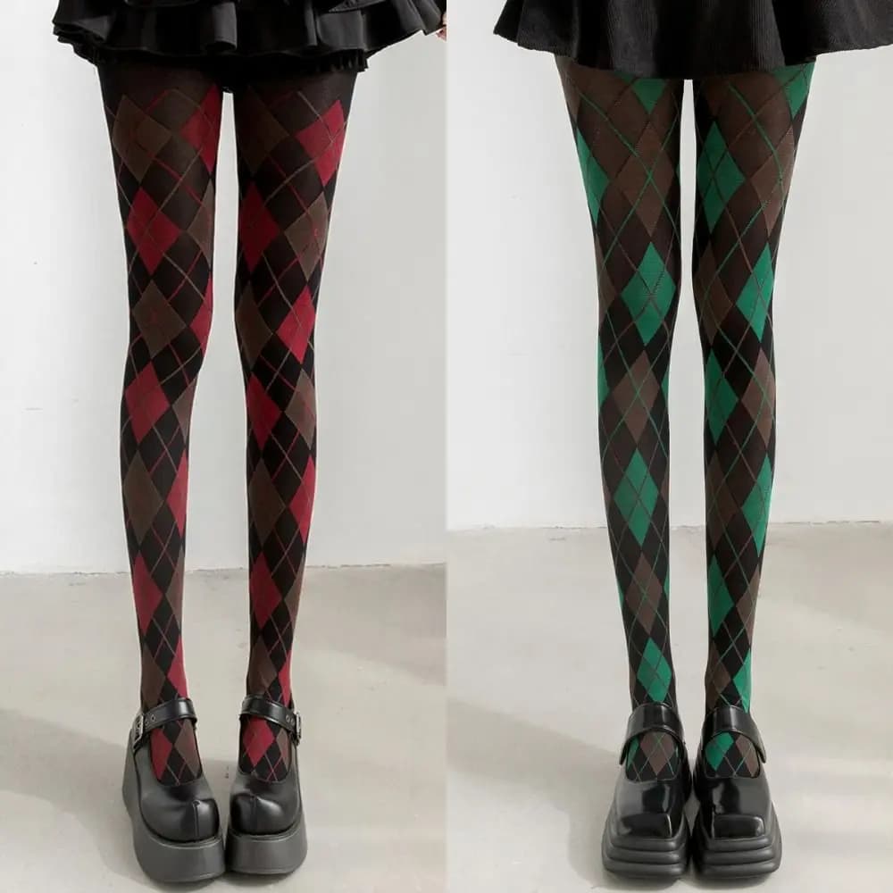 New Retro Plaid Tights Pantyhose Lingerie Sexy Thigh High Stockings Soft JK Japanese Style Pantyhose Legging Women