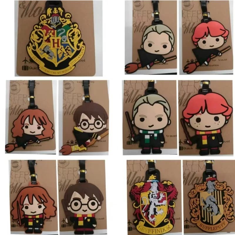 Etichetta per bagagli in PVC morbido da 10 cm con stemma della casa di Harry Potter, ciondolo decorativo per valigie da viaggio
