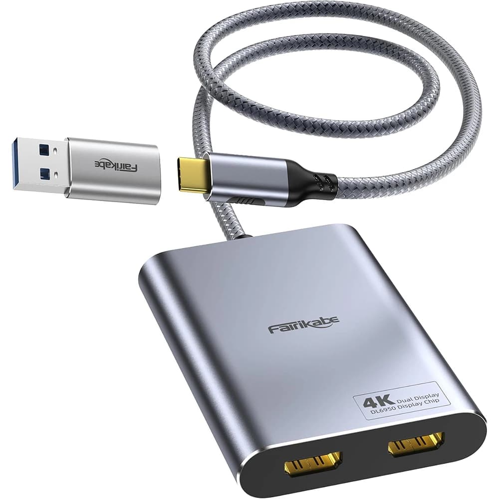 Hub splitter compatibile da USB C a doppio HDMI Adattatore DisplayLink da USB 3.0 a doppio monitor 4K60Hz per driver Mac M1 M2 M3 richiesto