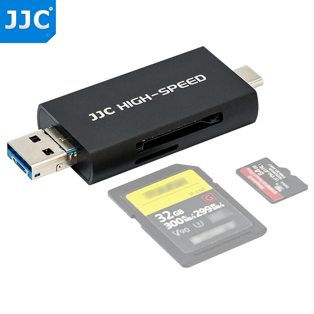 JJC 3 in 1 Micro lettore di schede di deviazione standard USB 3.1 lettore di schede Micro USB 2.0 per SD SDXC SDHC Smart Memory Card per USB-C OTG telefono abilitato