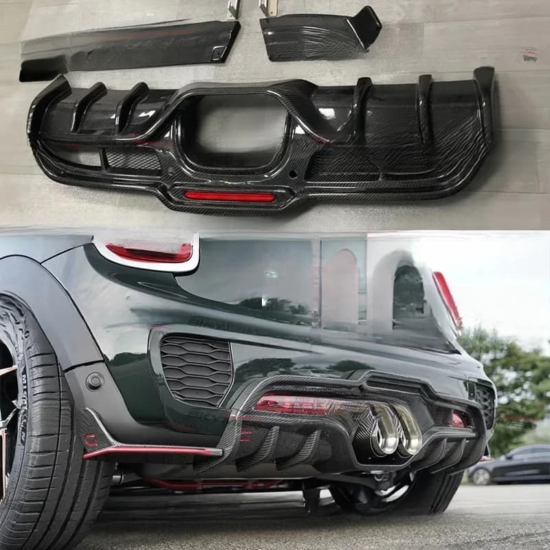 Giomic Style Carbon Fiber Rear Diffuser For Mini Cooper F56 F57 JCW Fiberglass Rear Lip Bumper Sp Tuning Under Spoiler Kit