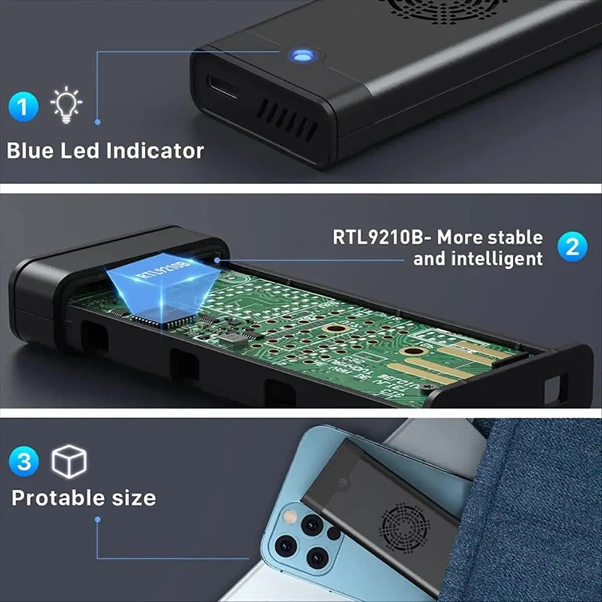 ABGN M2 SSD Case M.2 NVMe SATA SSD Enclosure Adapter 10Gbps USB 3.2 Gen2 USB C External Enclosure Supports M and B M Keys