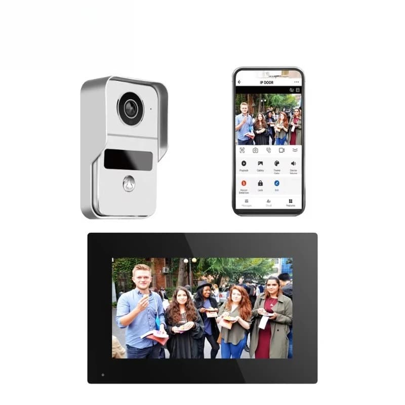 Video Doorbell Door Phone System HD Camera Kits Support Unlock Monitoring Dual-Way Intercom for Home Office Apartment